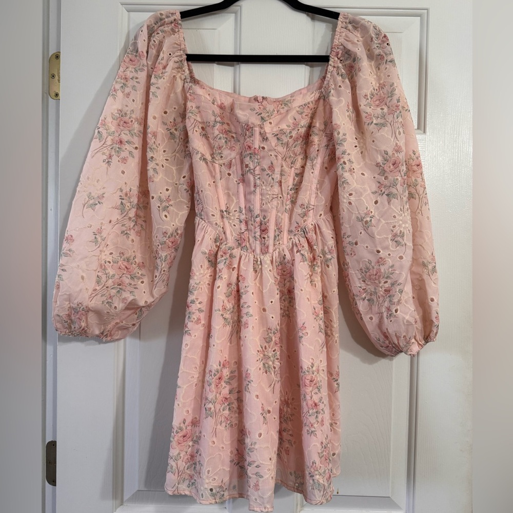 Altar'd State Pink Floral Embroidered Dress